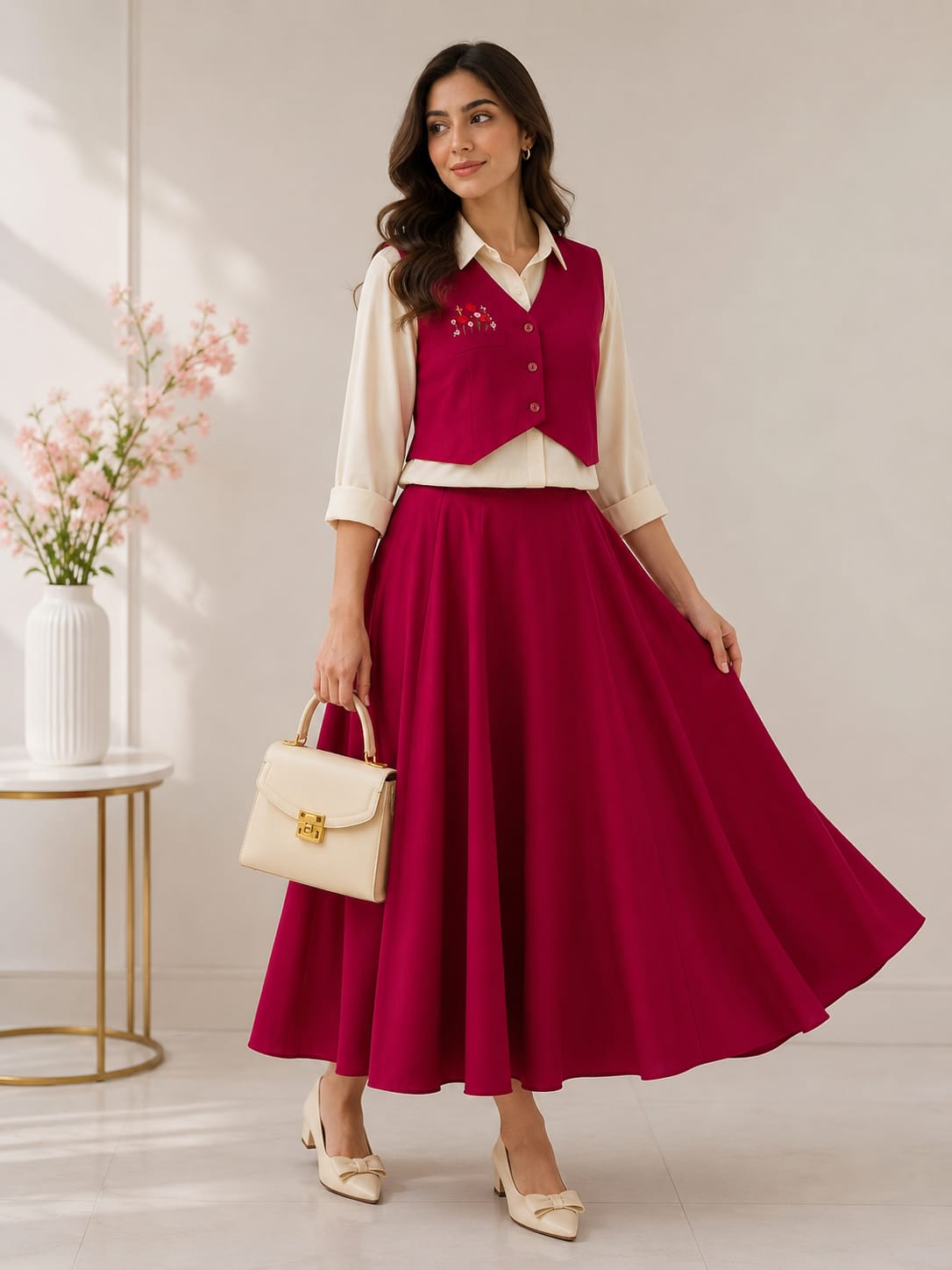 Emerald & Tangerine Co-ord Skirt Set