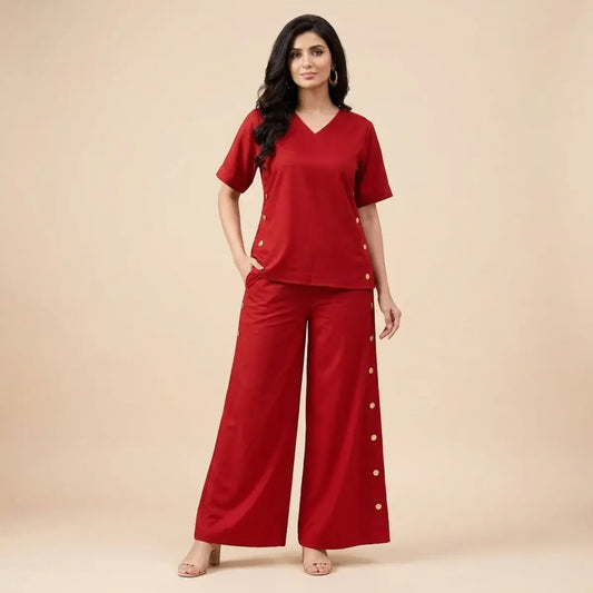 Ruby Red Co-Ord Set For Women