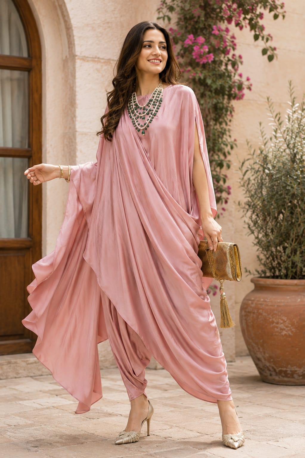 Draped Kaftan Saree Set