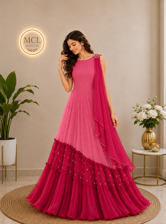 Rosé Ruffle Gown