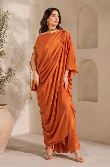 Draped Kaftan Saree Set