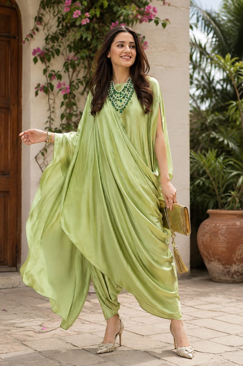 Draped Kaftan Saree Set