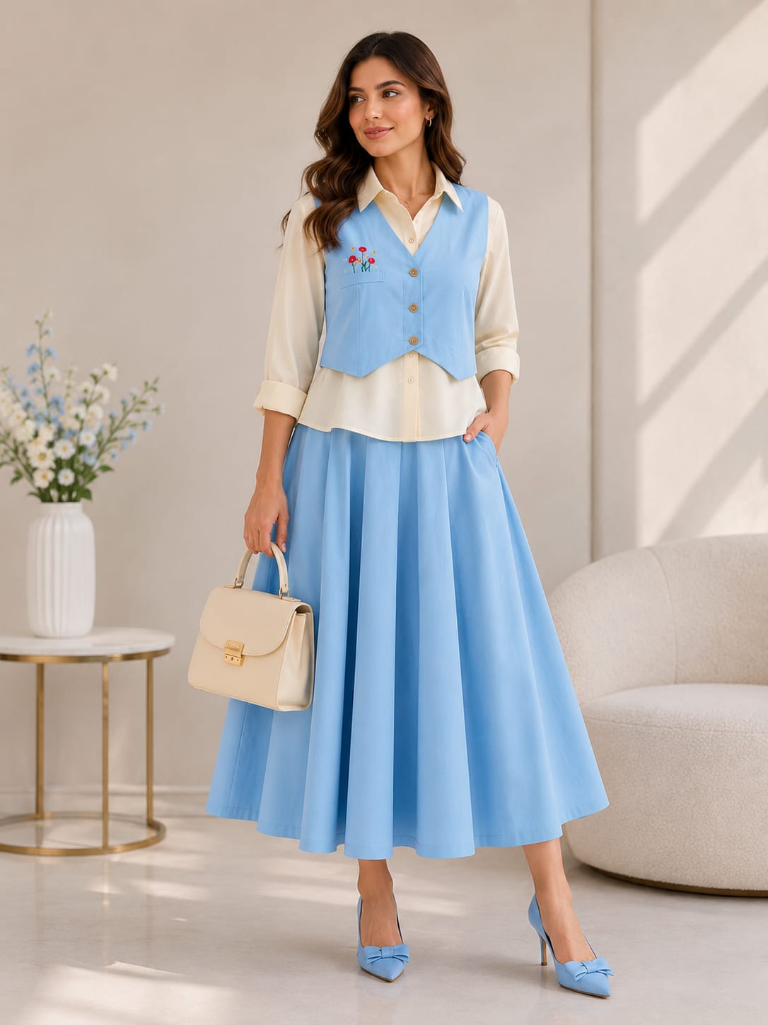Emerald & Tangerine Co-ord Skirt Set
