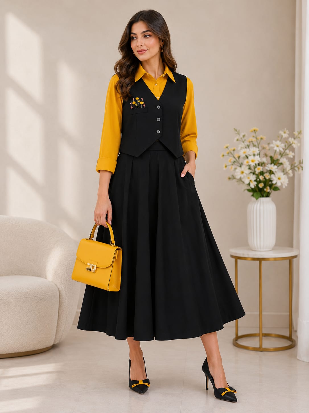 Emerald & Tangerine Co-ord Skirt Set