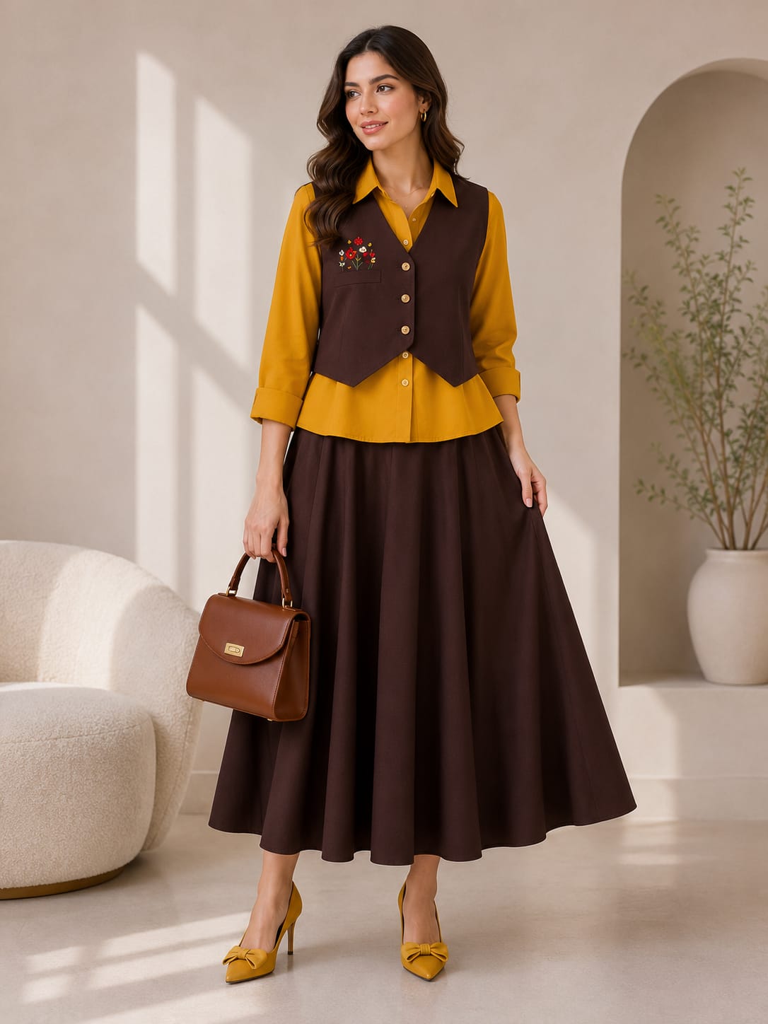 Emerald & Tangerine Co-ord Skirt Set