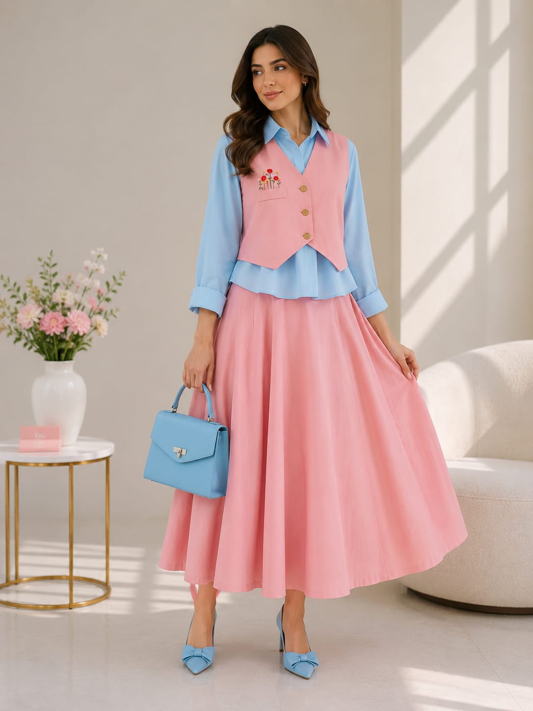 Emerald & Tangerine Co-ord Skirt Set