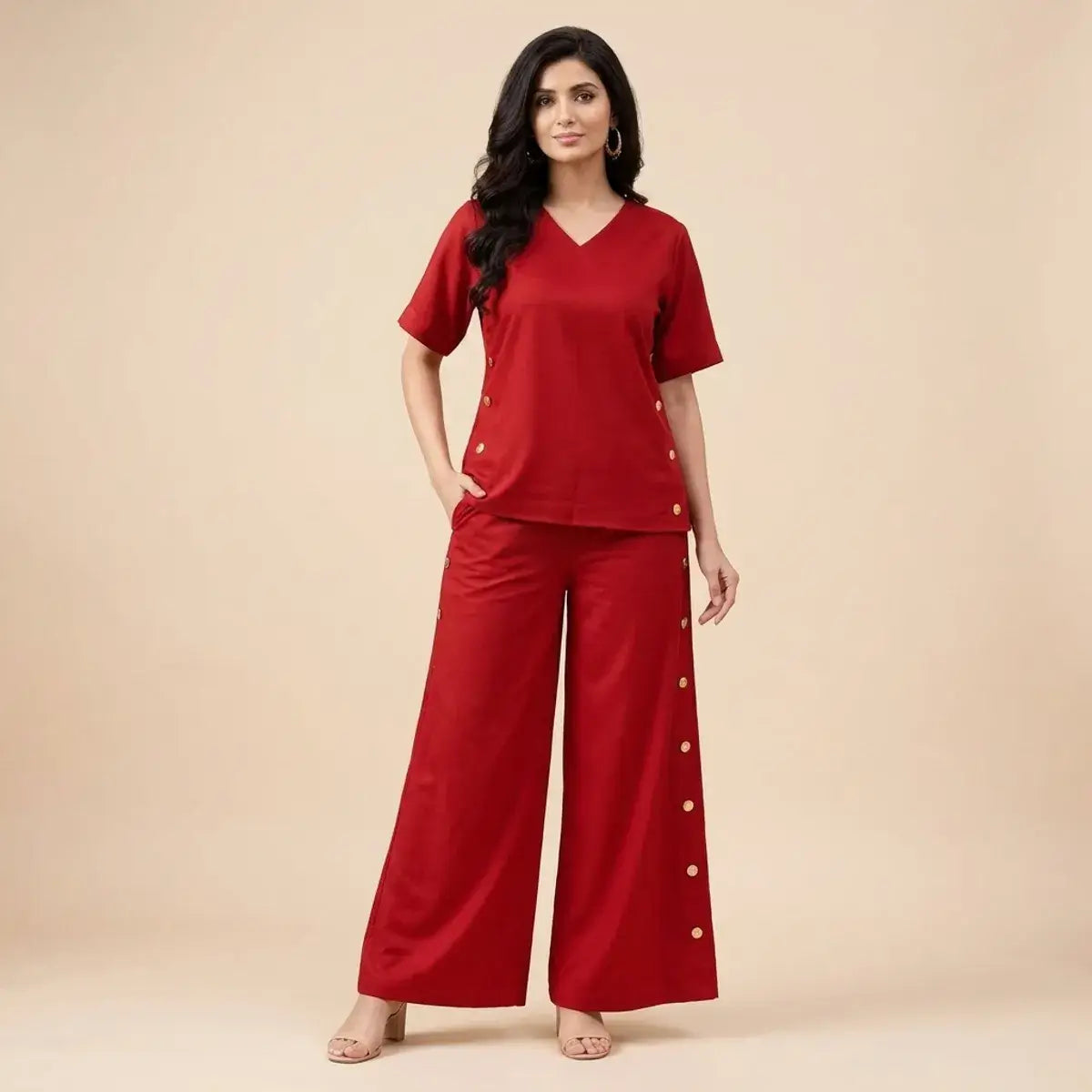 Ruby Red Co-Ord Set For Women