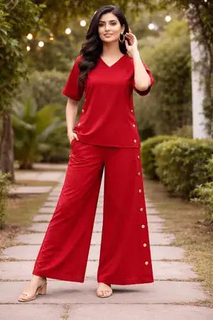 Ruby Red Co-Ord Set For Women